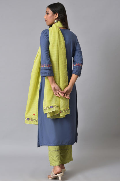 Blue Embroidered Contemporary kurta Set - wforwoman