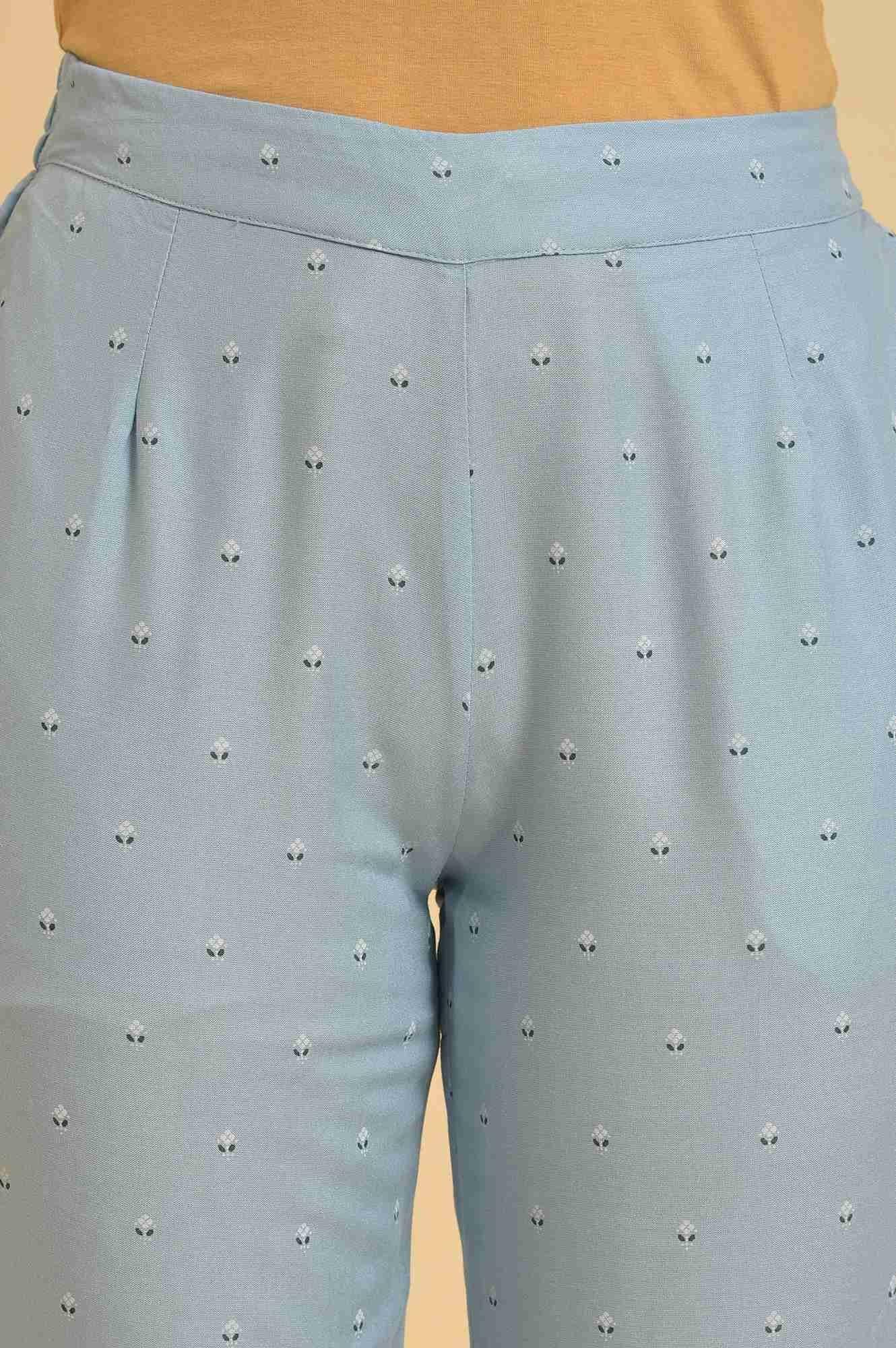 Blue Embellished kurta, Pants &amp; Dupatta Set - wforwoman