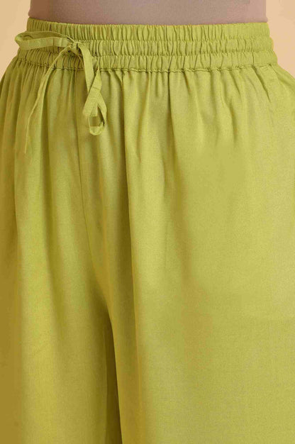 Light Green Textured Cotton Embroidered kurta, Parallel Pants &amp; Dupatta Set - wforwoman