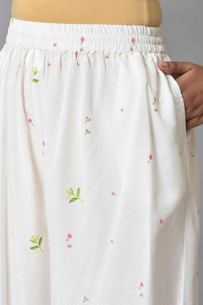 White Floral Print kurta Set - wforwoman