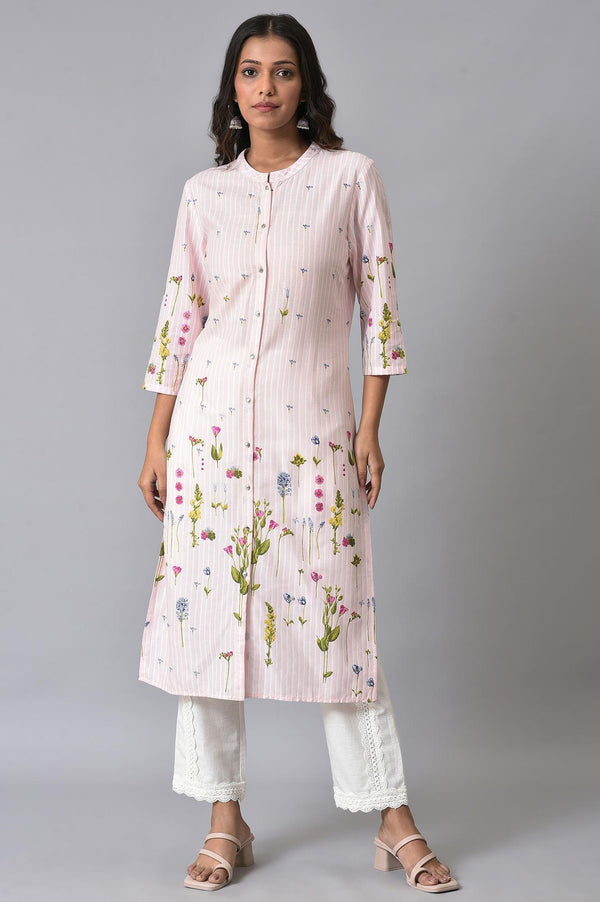 Light Pink Floral Printer Summer kurta Set