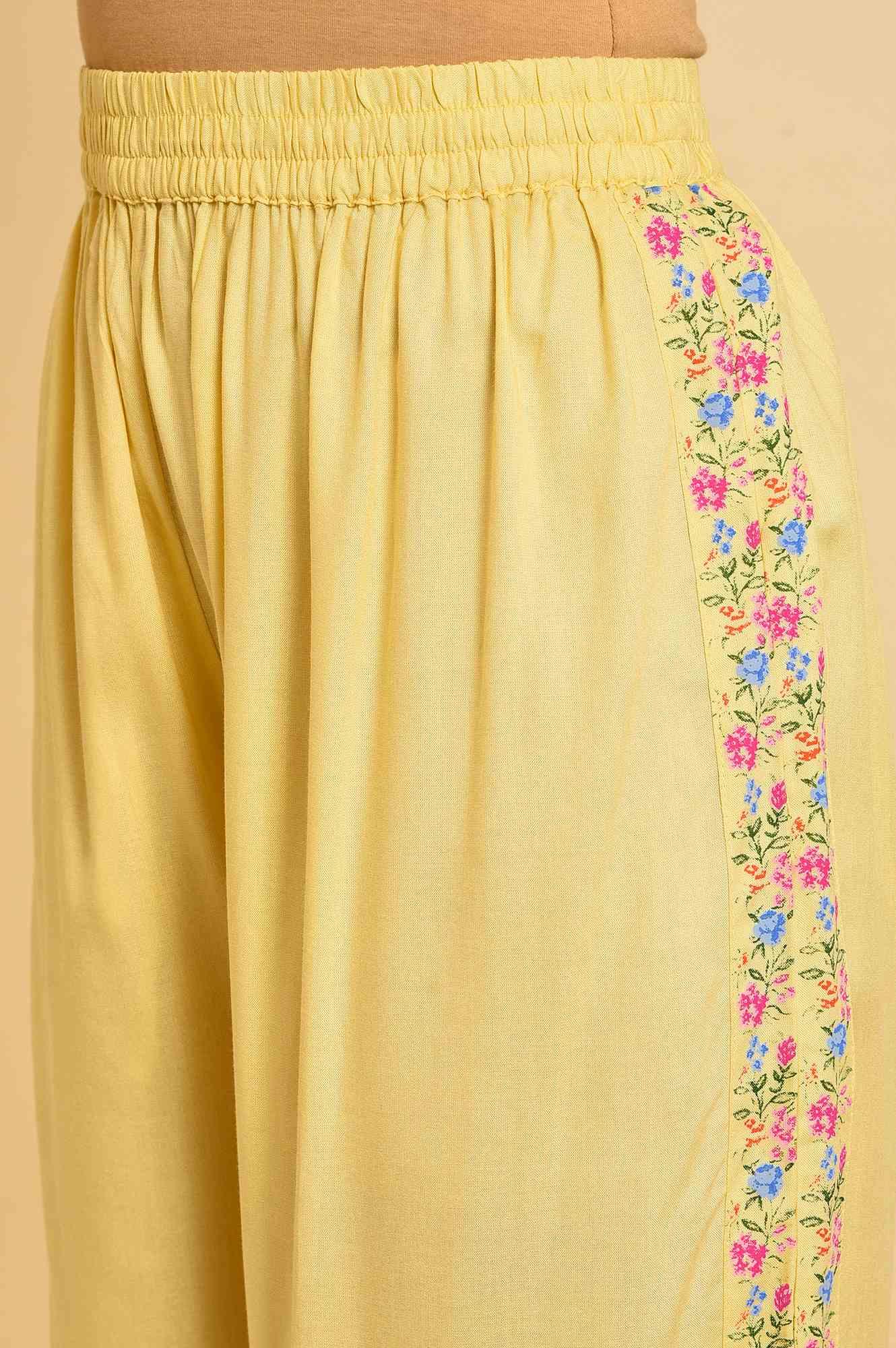Light Yellow Embroidered kurta Set - wforwoman
