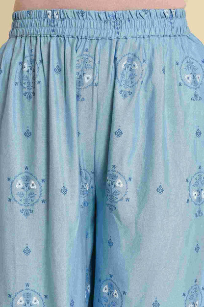 Blue Printed kurta Co-Ord Set - wforwoman