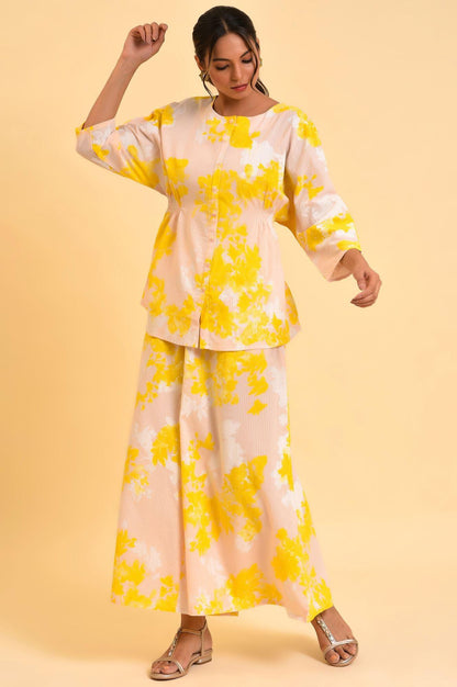 Pink Floral Printed Top &amp; Flared Pants Set - wforwoman