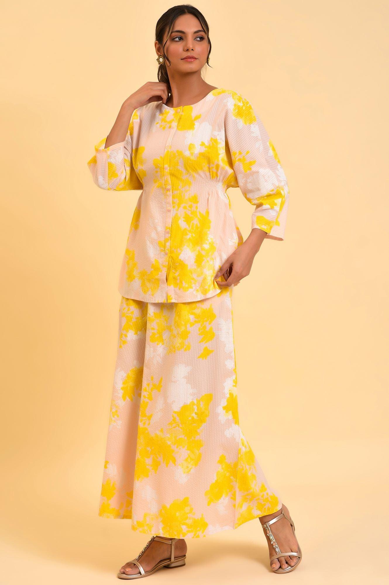 Pink Floral Printed Top &amp; Flared Pants Set - wforwoman