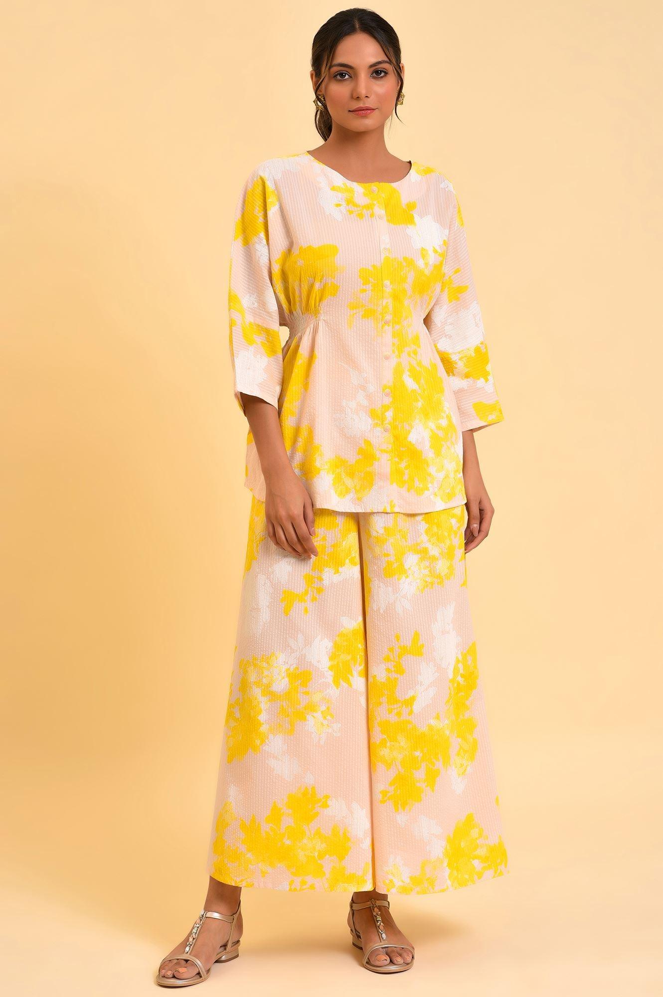 Pink Floral Printed Top &amp; Flared Pants Set - wforwoman