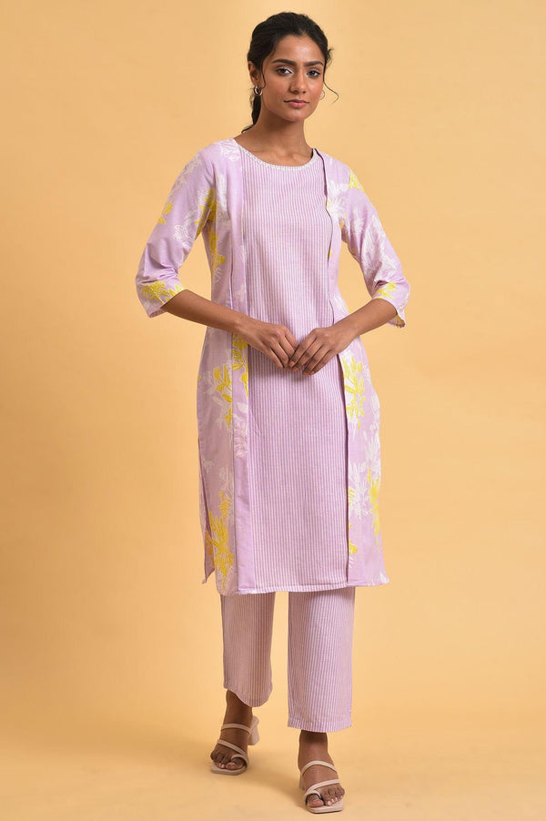 Light Purple Floral Print kurta Co-Ord Set