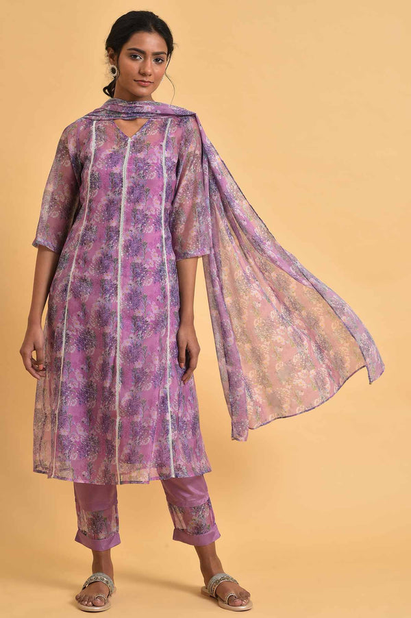 Light Pink Floral Printed kurta Set