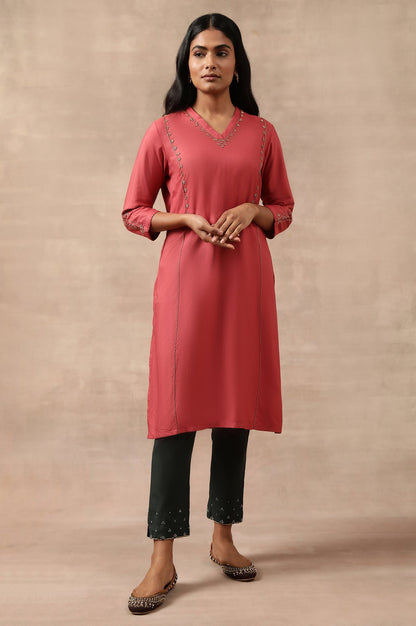 Bead Embroidered Viscose Silk Tussar kurta