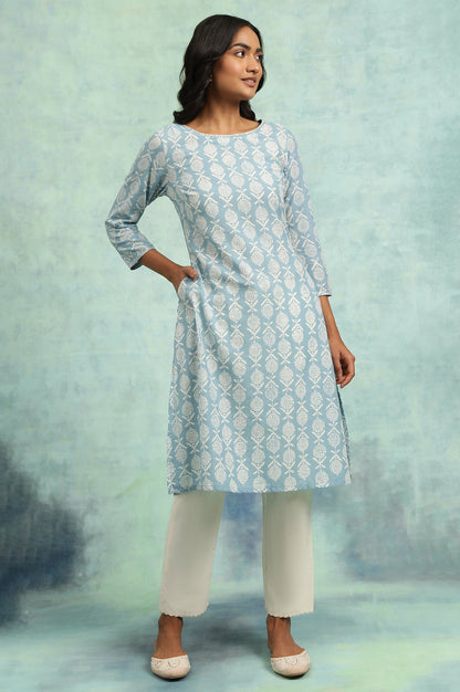 Blue Hand Block Print kurta
