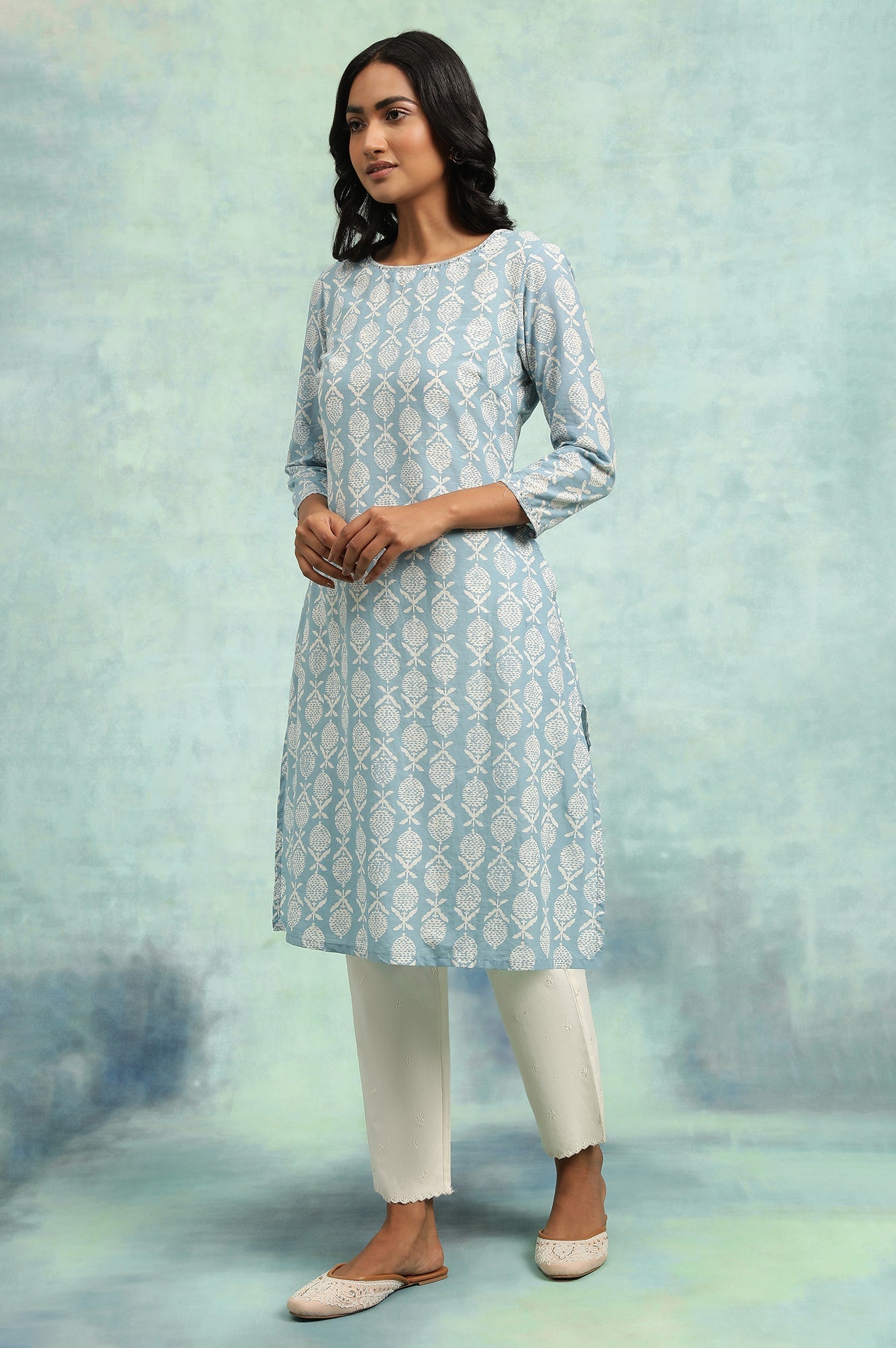 Blue Hand Block Print kurta