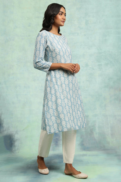 Blue Hand Block Print kurta