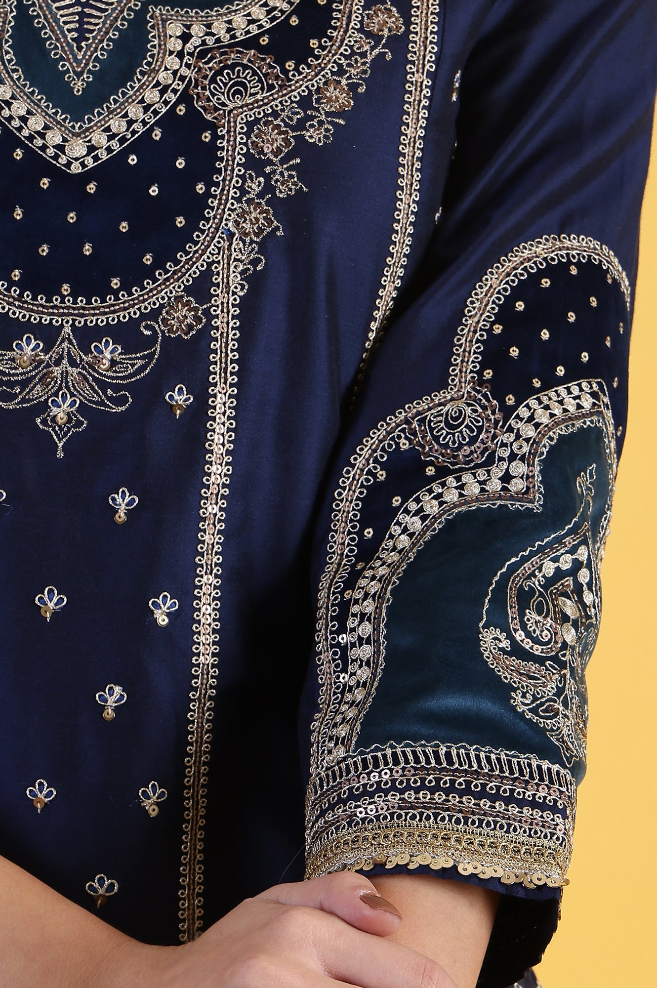 Blue Embroidered Kurta &amp; Sharara with Dupatta Set
