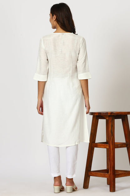 Pink Solid Thread Work Rayon Straight Kurta