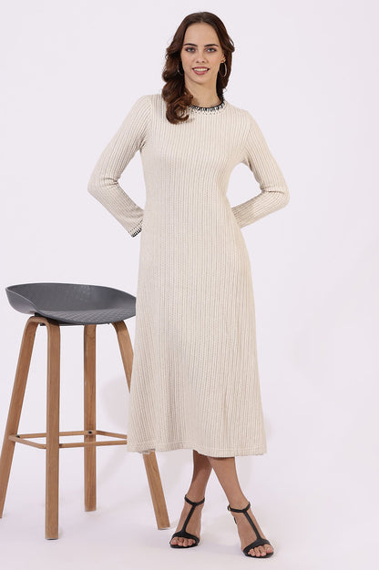 White Yarn Dyed Rayon Flarred Dresses