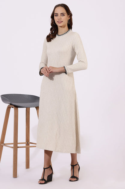 White Yarn Dyed Rayon Flarred Dresses