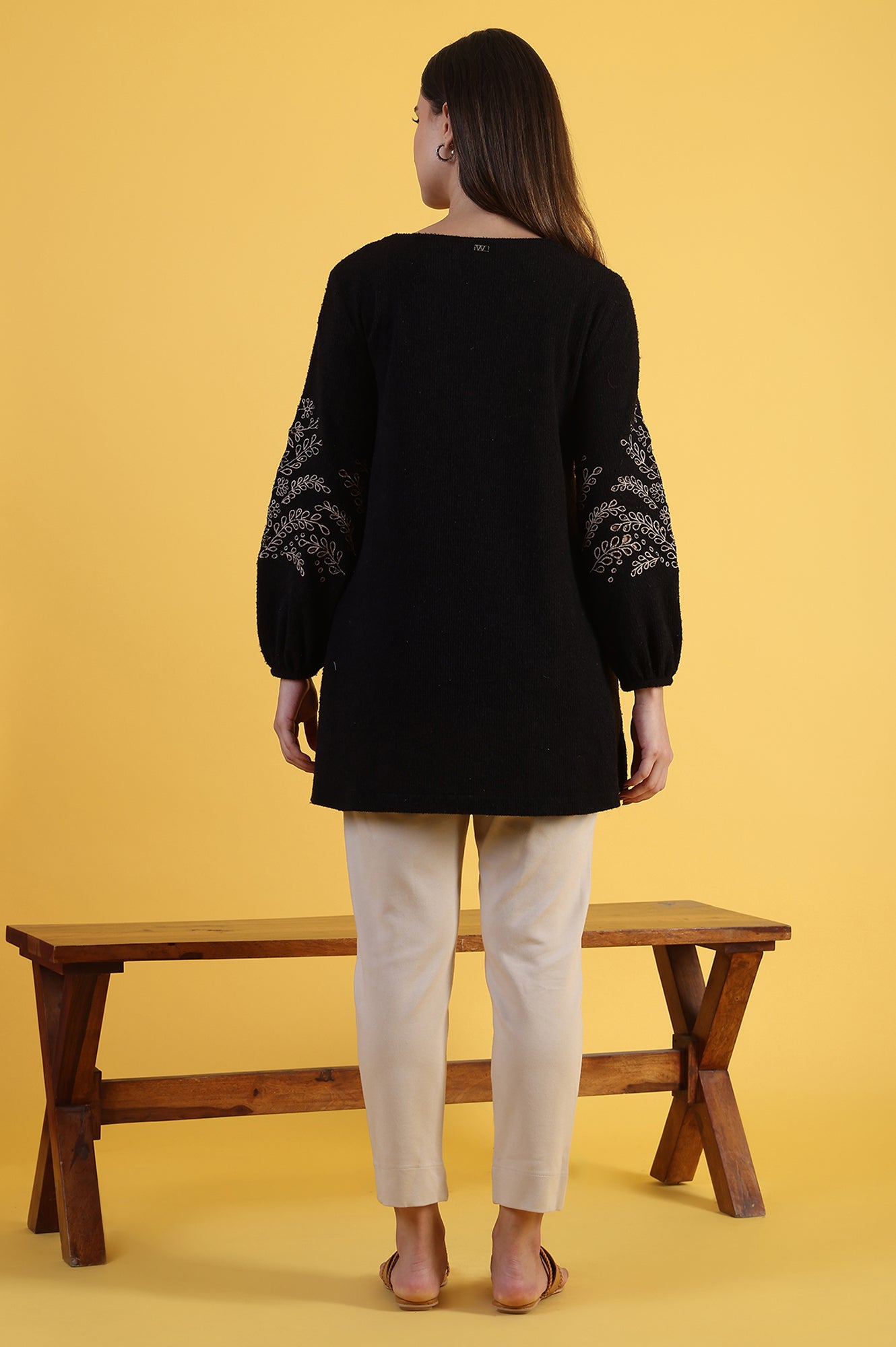 Black Solid Straight Tunic