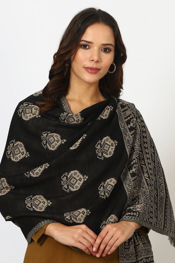 Black Jacquard Winter Shawls