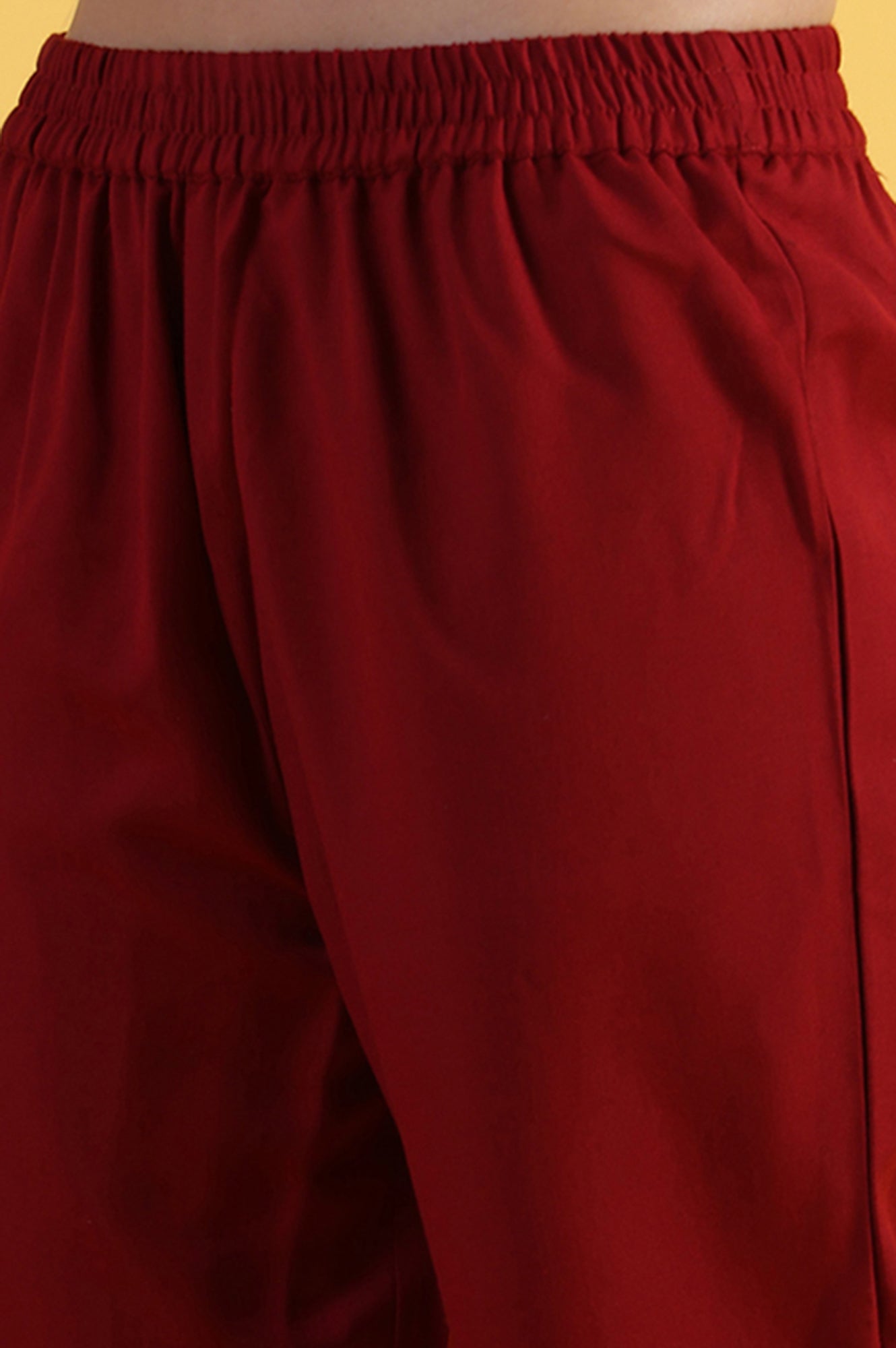 Red Yarn Dyed Sequins A-Line Kurta &amp; Straight pant with Dupatta Set_8