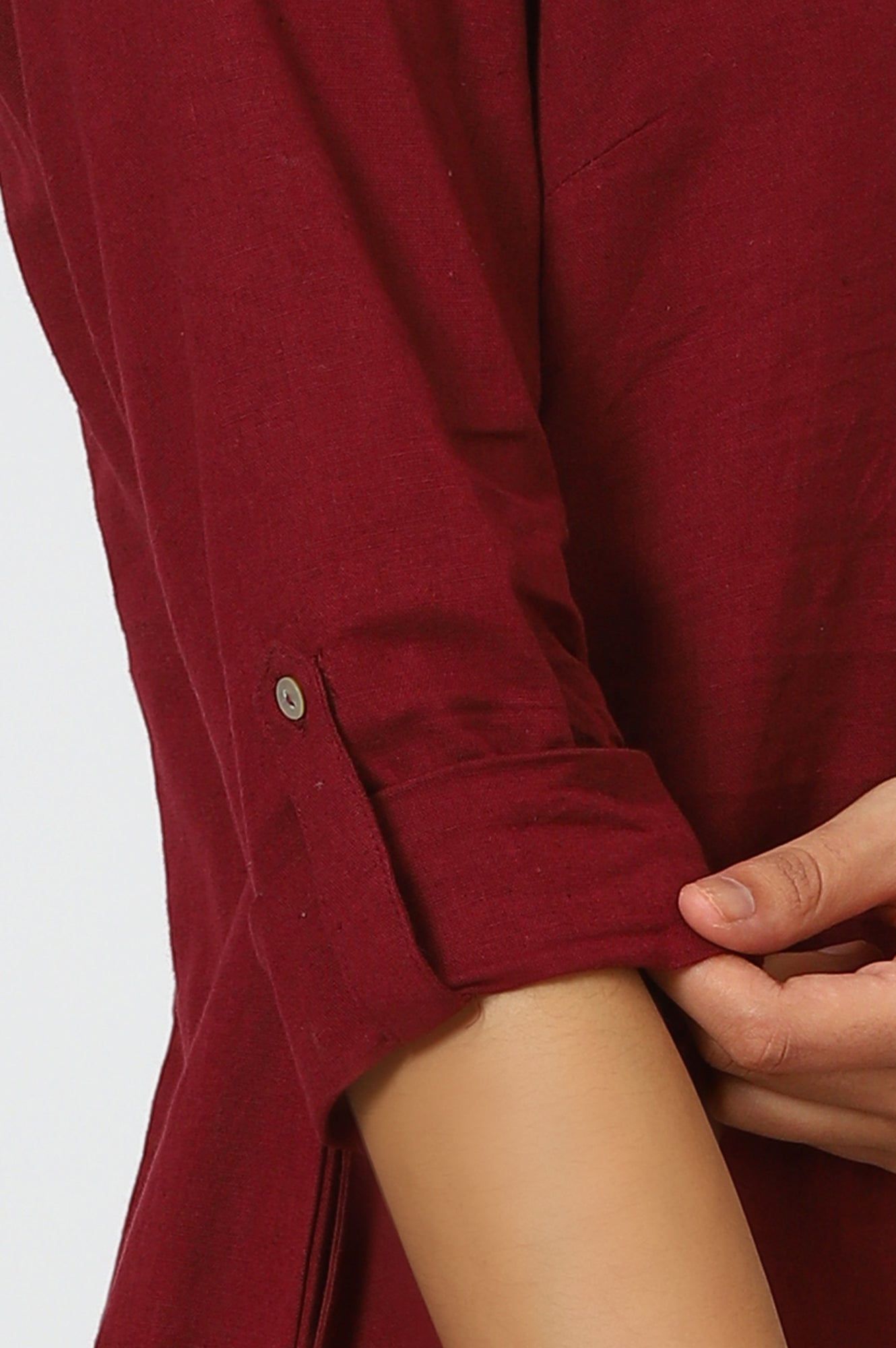 Maroon Solid Straight Cotton Kurta