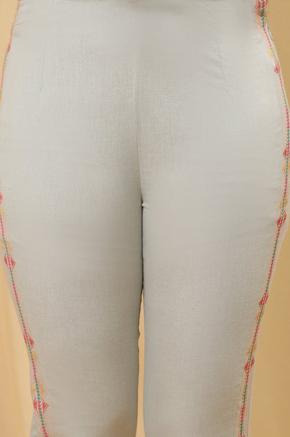 Light Blue Printed Dobby Kurta And Pants Set