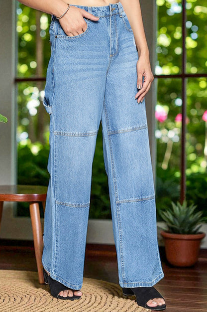 Light Blue Pure Cotton Flared Denim Pants