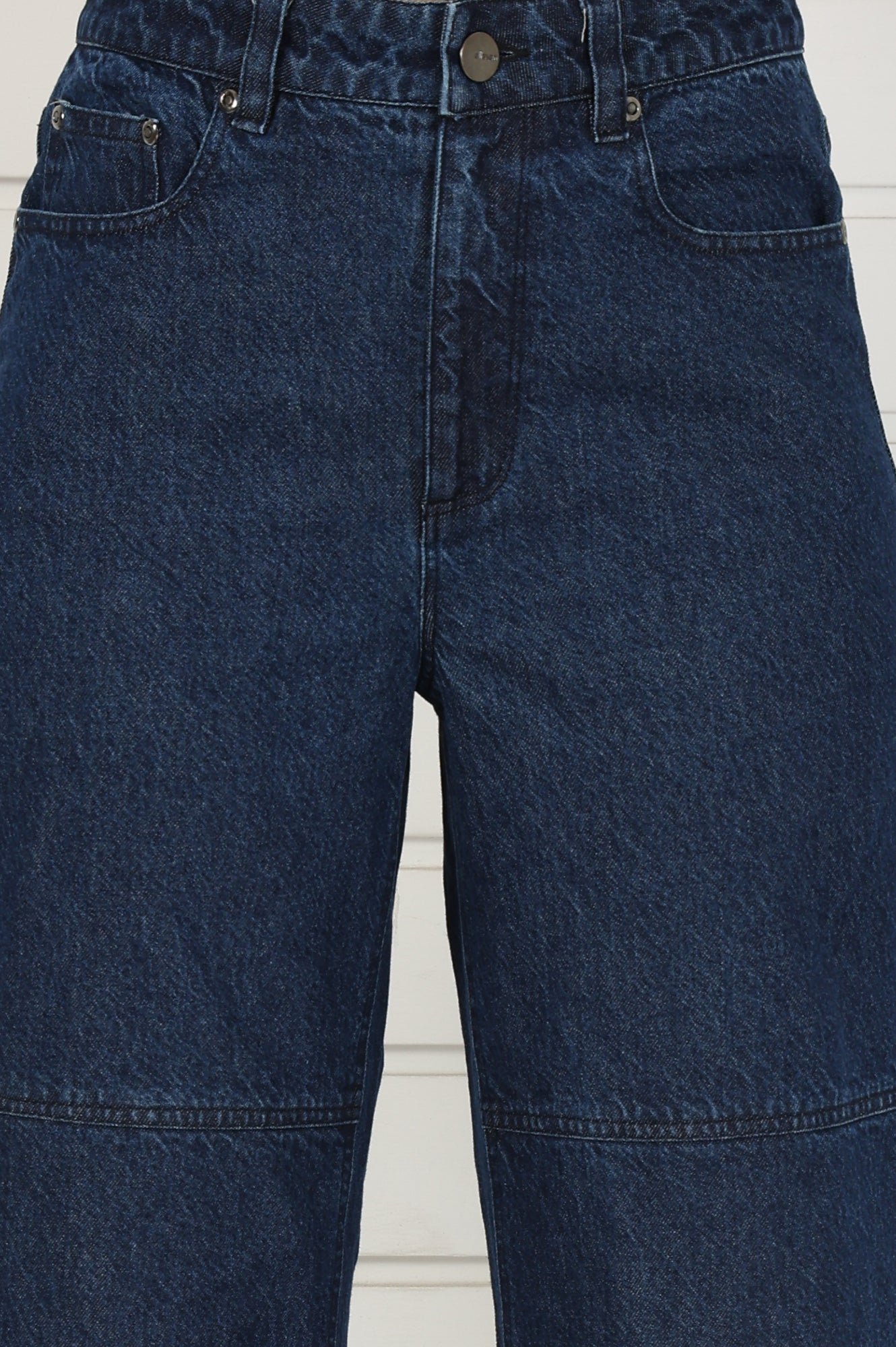 Blue Denim Mid Rise Ankle Length Flared Pants