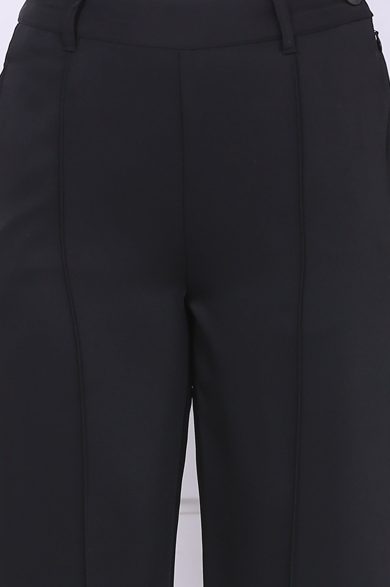Black Solid Straight Parallel Pants