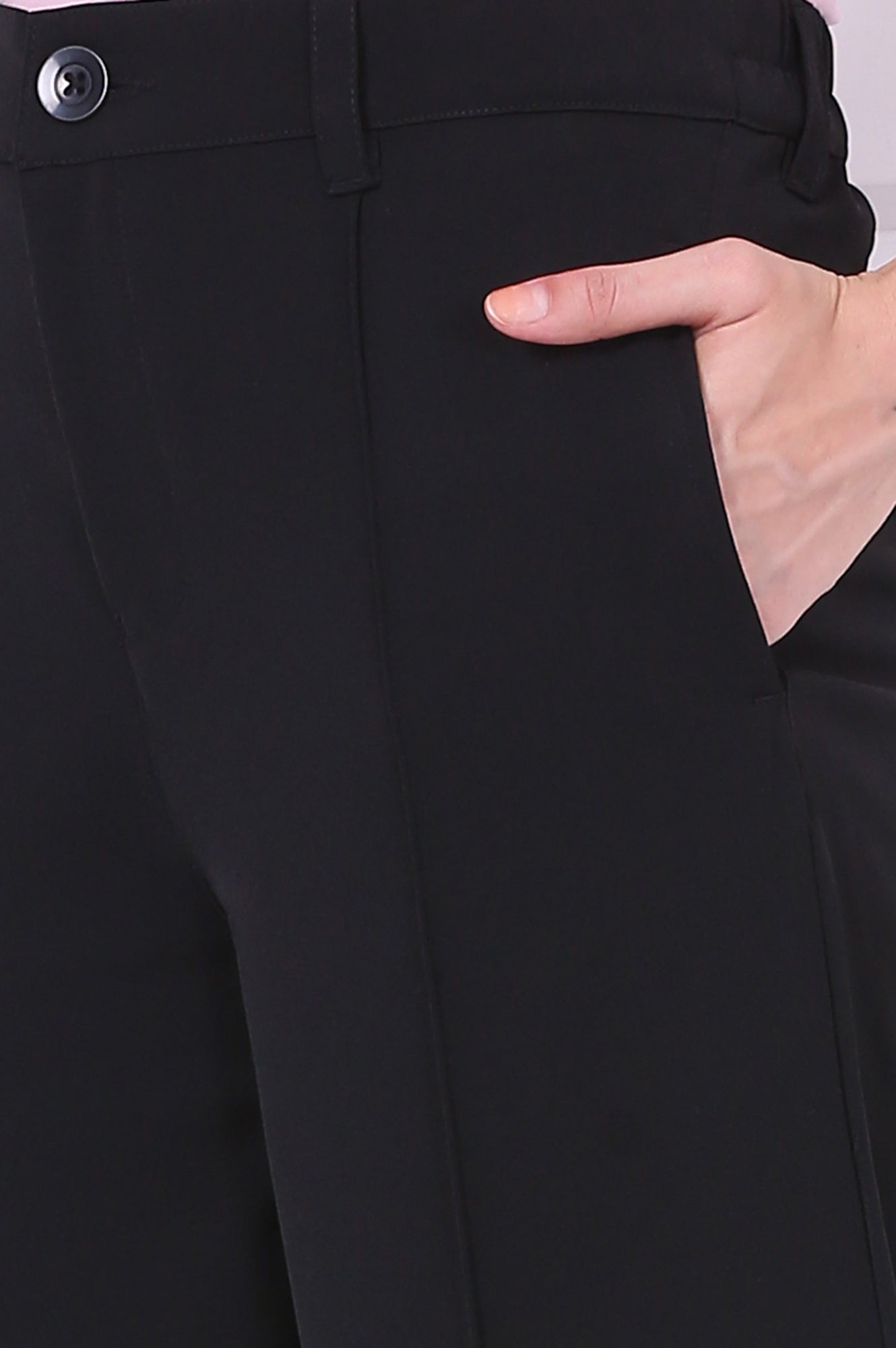 Black Solid Calf Length Culottes