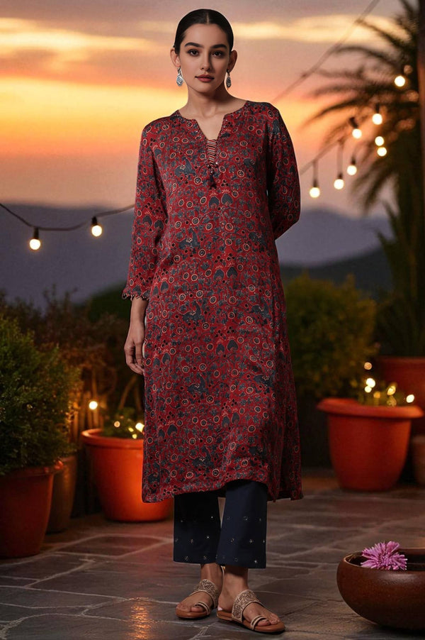Printed A-line Viscose Kurta
