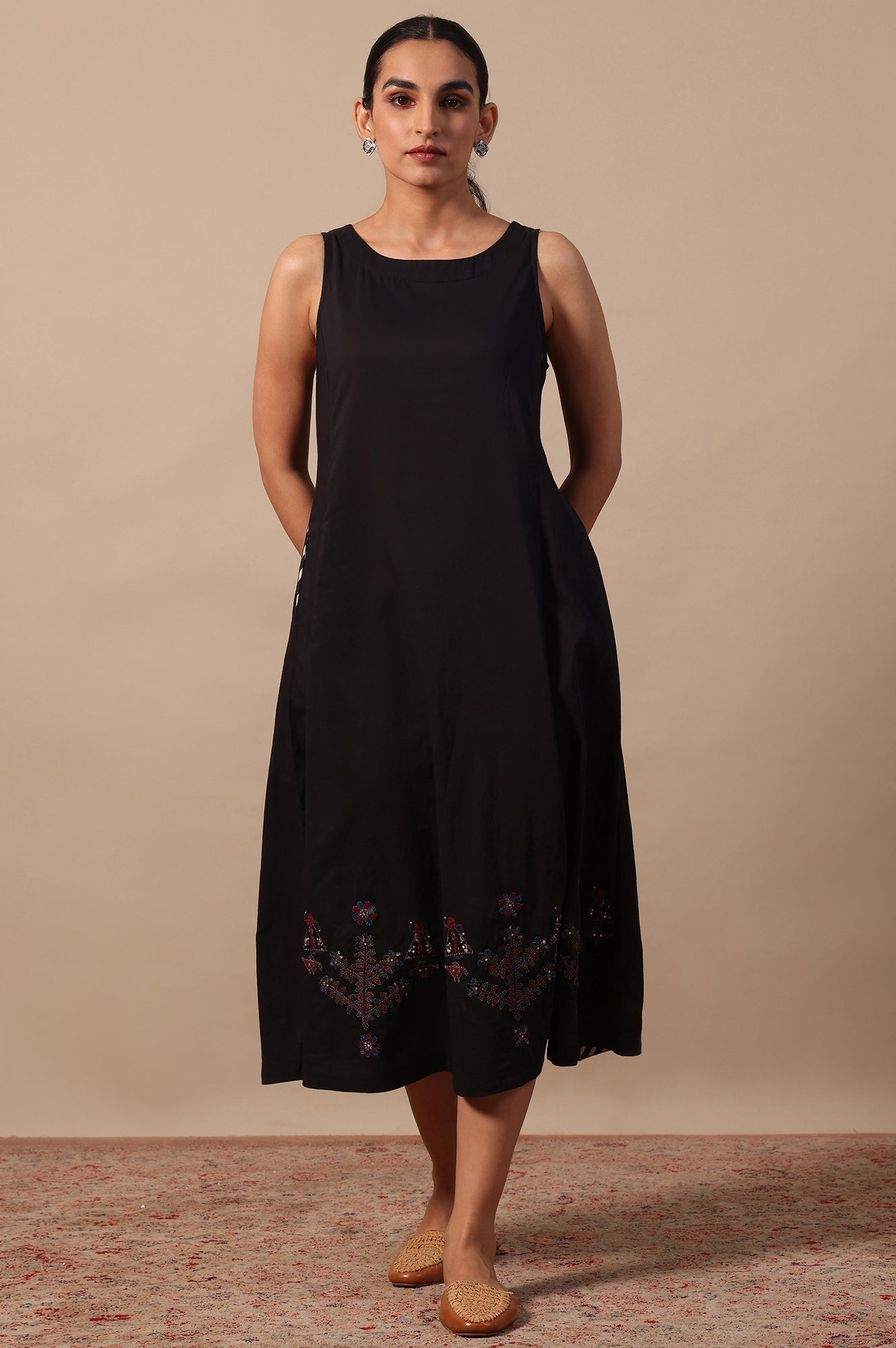 Solid Flared Pure Cotton Dress