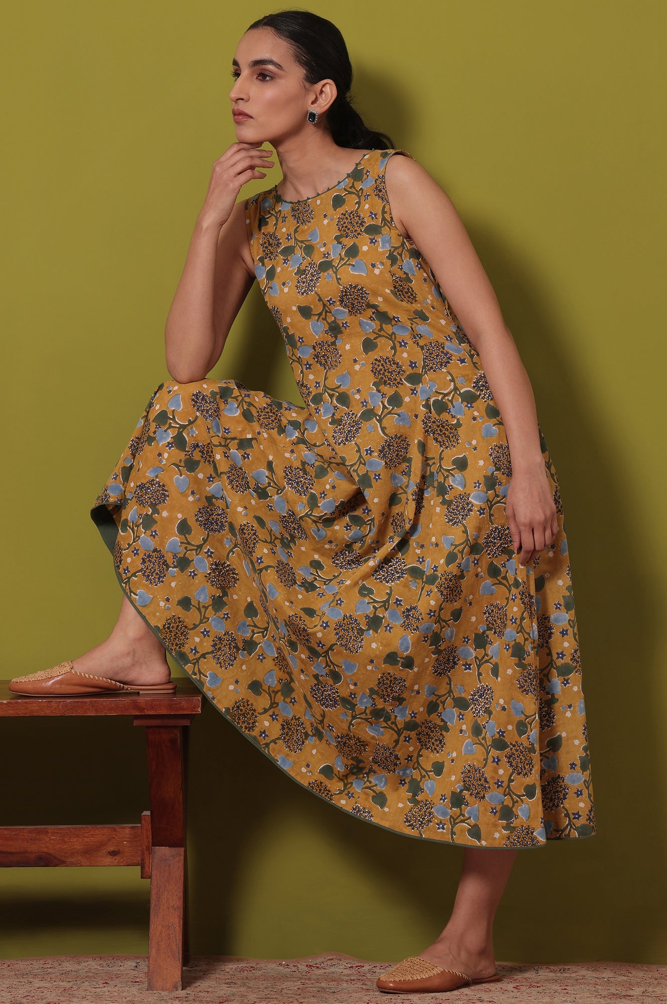 Floral Printed Flared Pure Cotton Dress