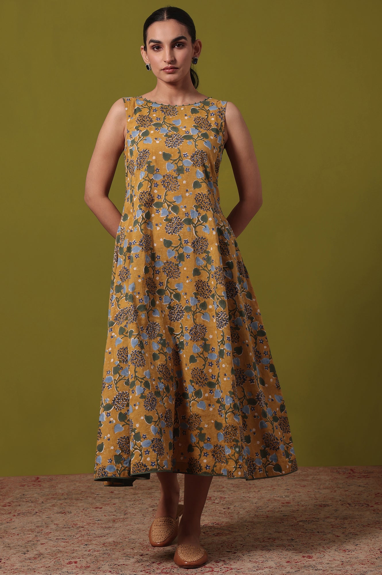 Floral Printed Flared Pure Cotton Dress