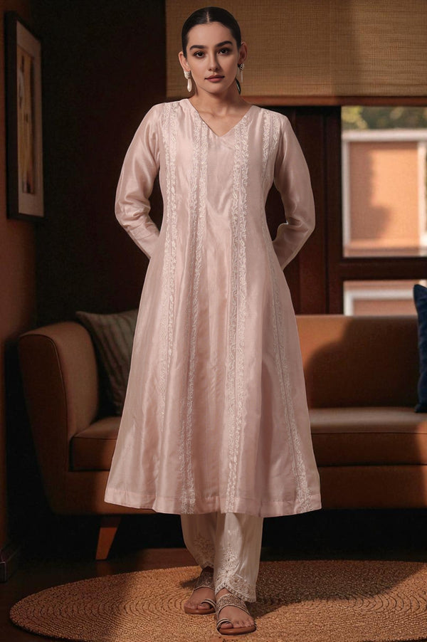 Solid Flared Cotton Blend Kurta
