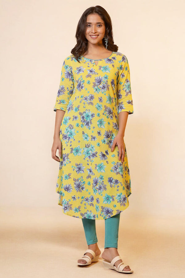 Green Pure Cotton A-line Kurta and Tight Set
