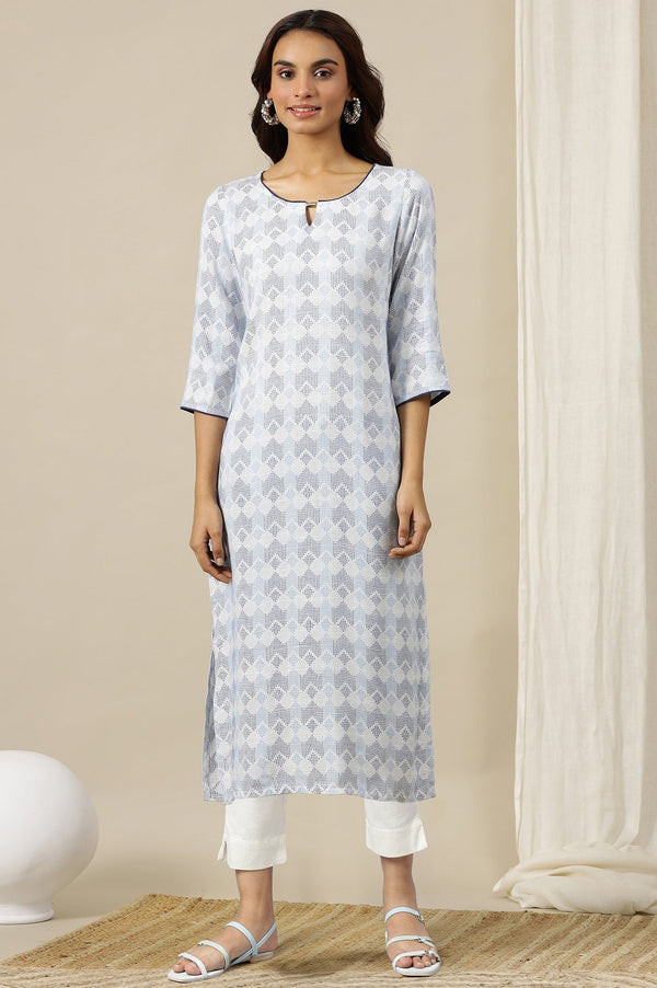 White Metallic Hardware Straight Kurta and Trouser Set