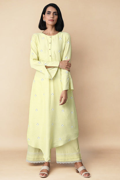 Yellow A-line Kurta and Parallel Pant Set