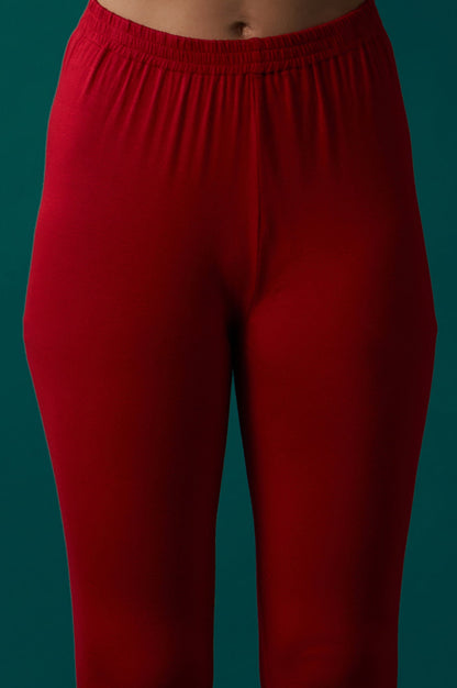 Red Zari Embroidered Jacquard Anarkali Sleeveless Kurta with Churidar and Dupatta Set