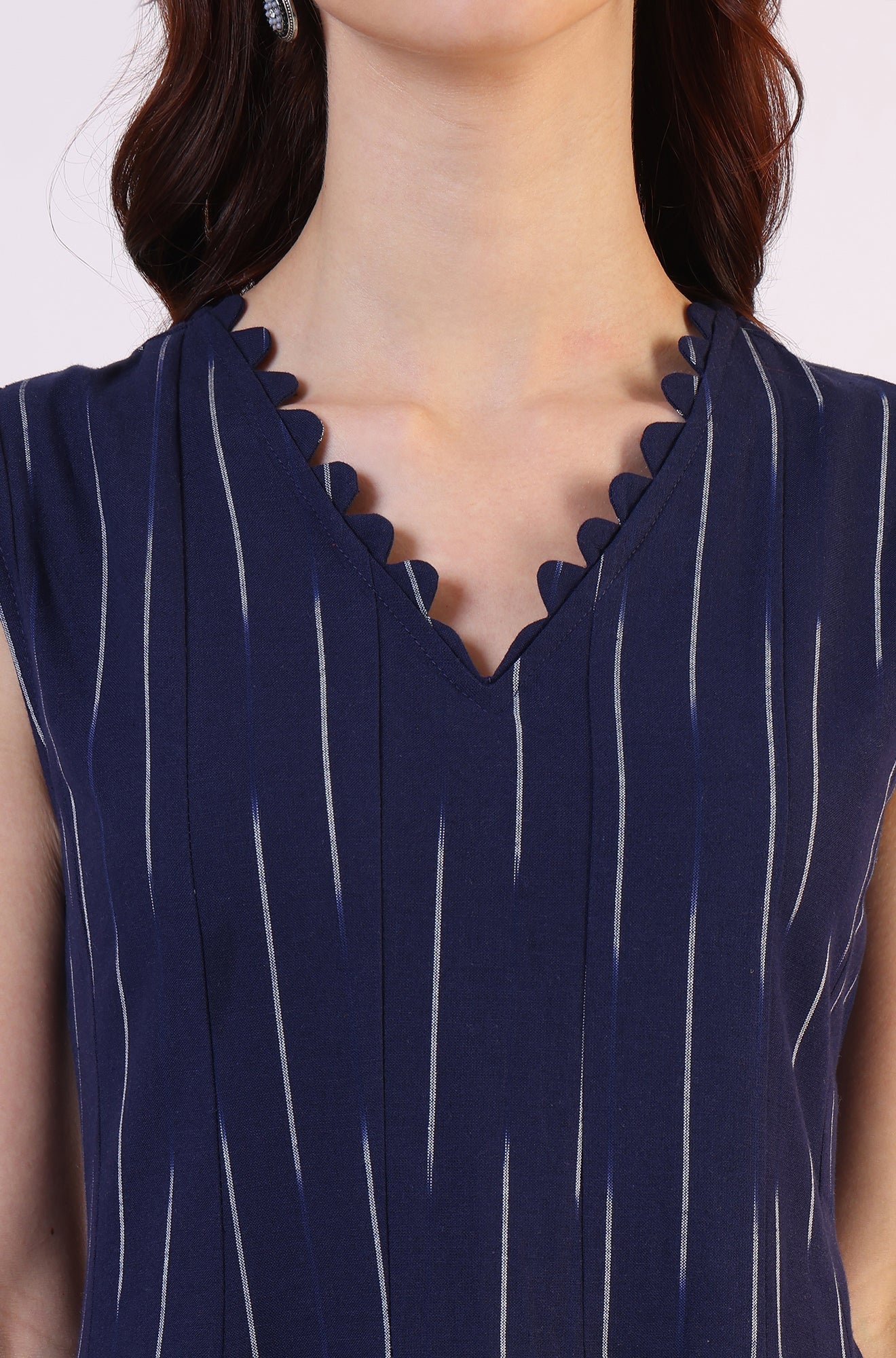 Blue Dyed Flared Pure Cotton Dress