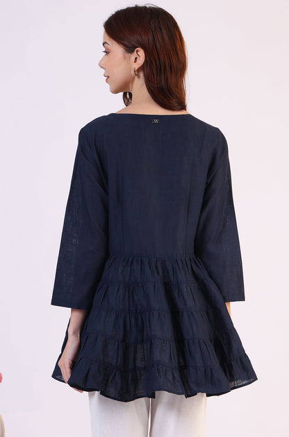 Embroidered Flared Pure Cotton Top