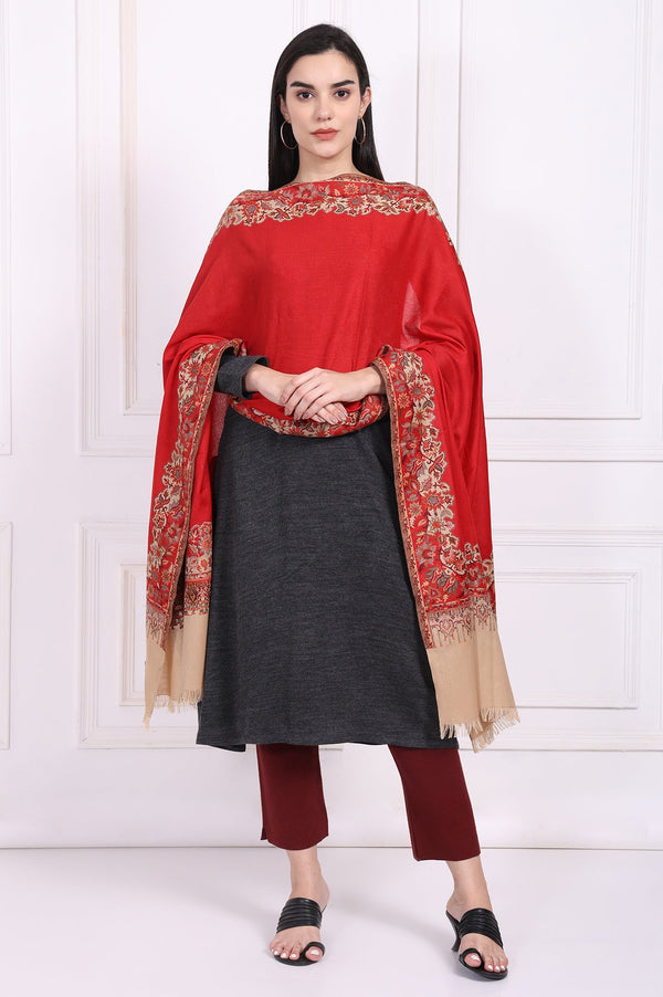Red Ethnic Motifs Shawl