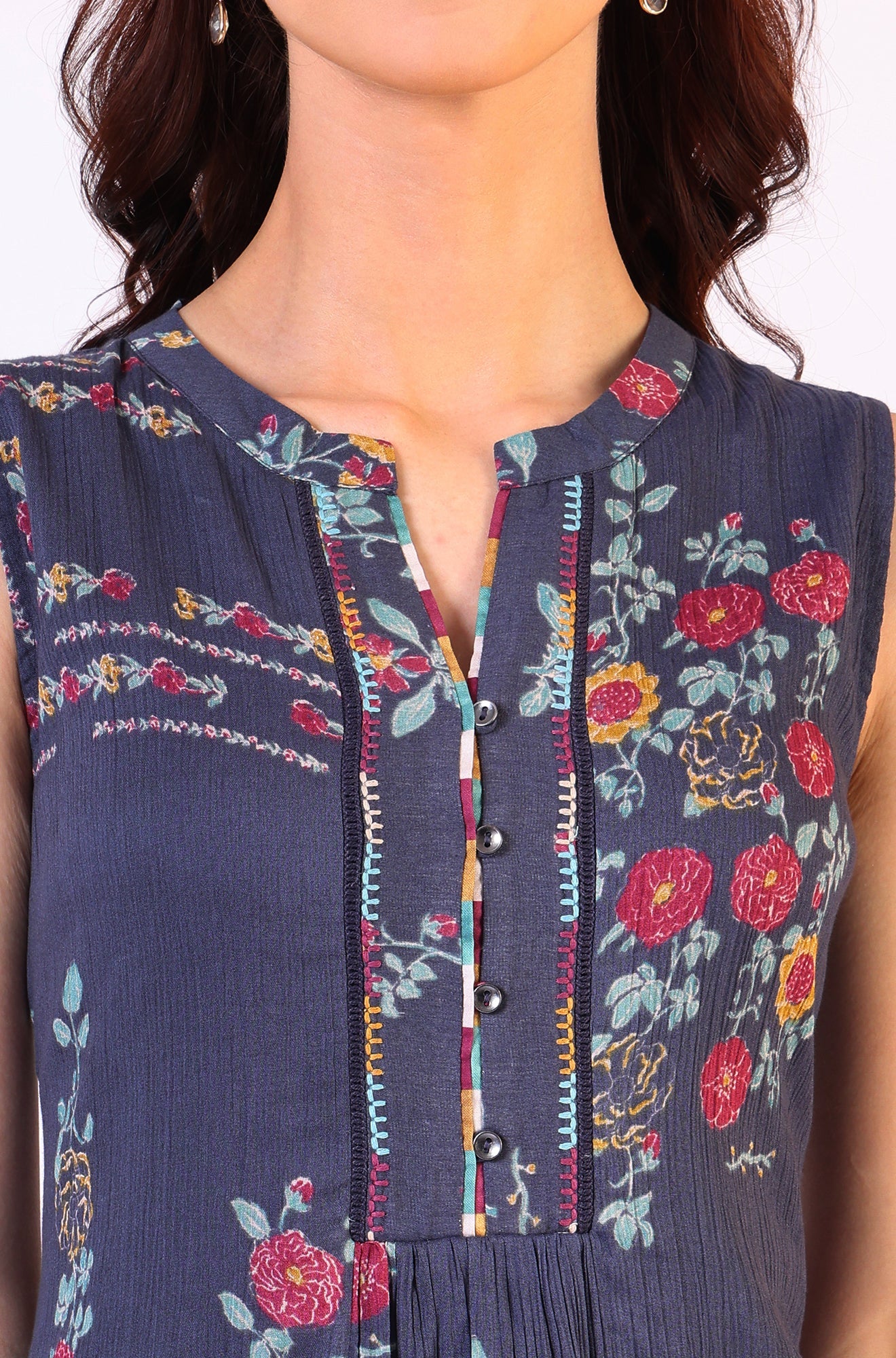Floral Printed A-line Pure Cotton Kurta &amp; Parallel Pants Set