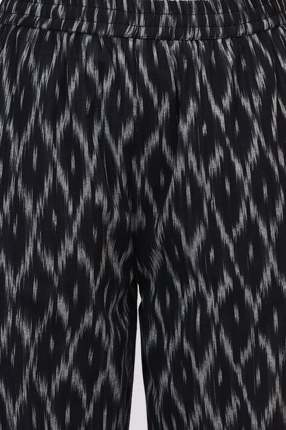 Black Ikkat Pure Cotton Straight Kurta and Pants Co-ord Set