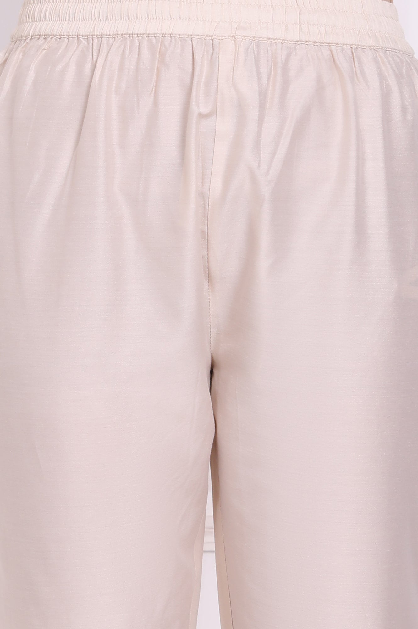 Ecru Floral Printed Chiffon Flared Kurta, Pants and Dupatta Set