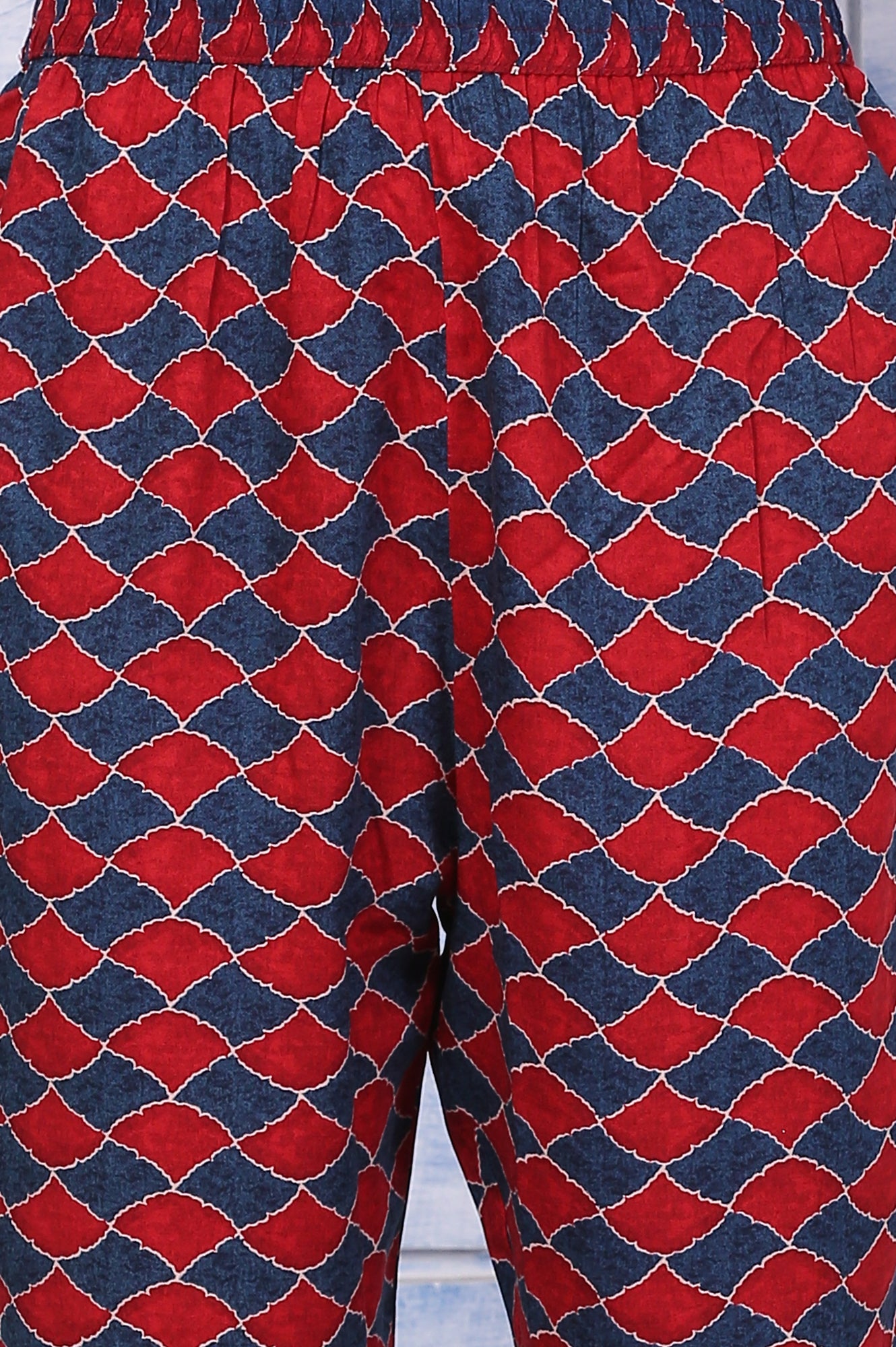 Blue Printed Modal Straight Kurta, Pants and Dupatta Set